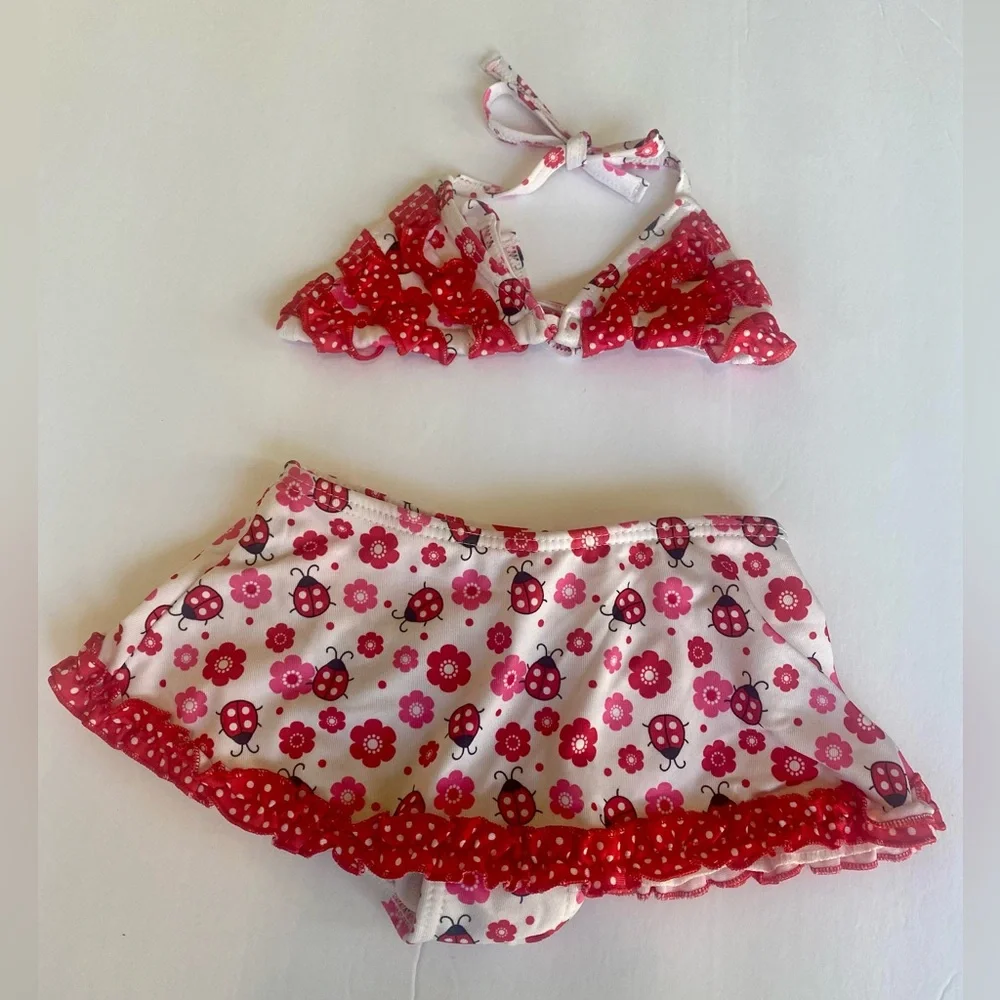 Infant Girls Ladybug Bikini Swim Set Bathing Suit